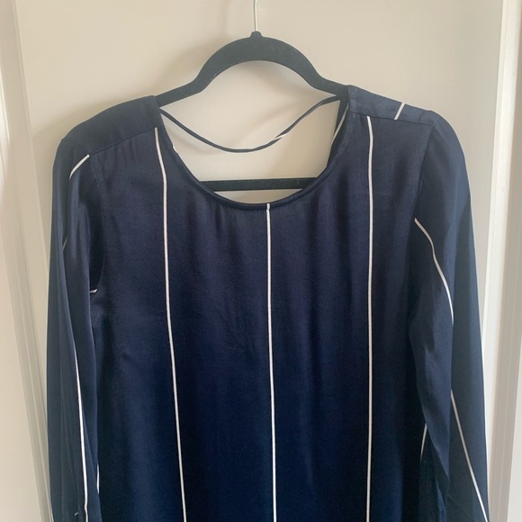 Faithfull the Brand Blue Striped Mini Dress Slip Satin V-back Size 4 - Picture 8 of 14